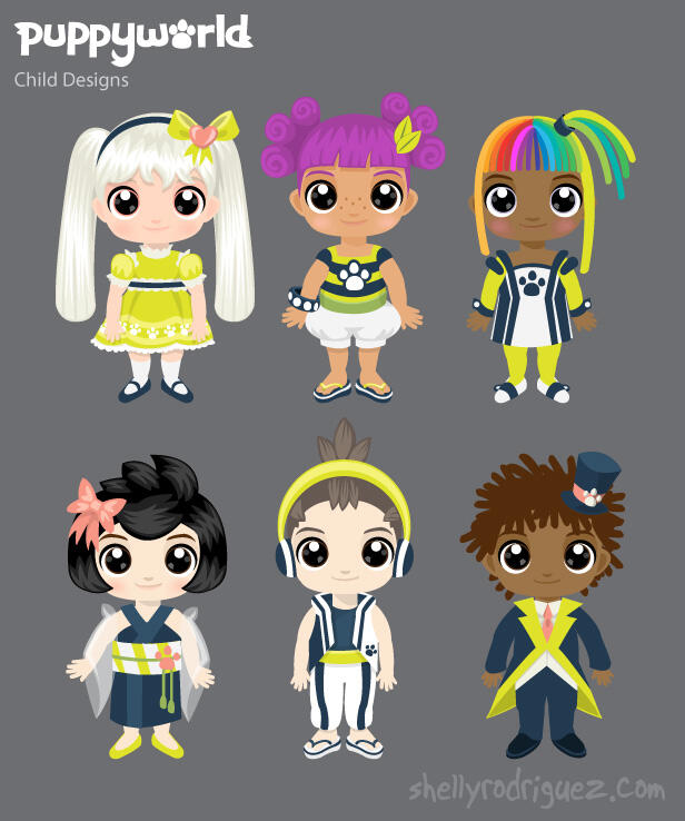 Child concept designs for Puppyworld/OMGpop.