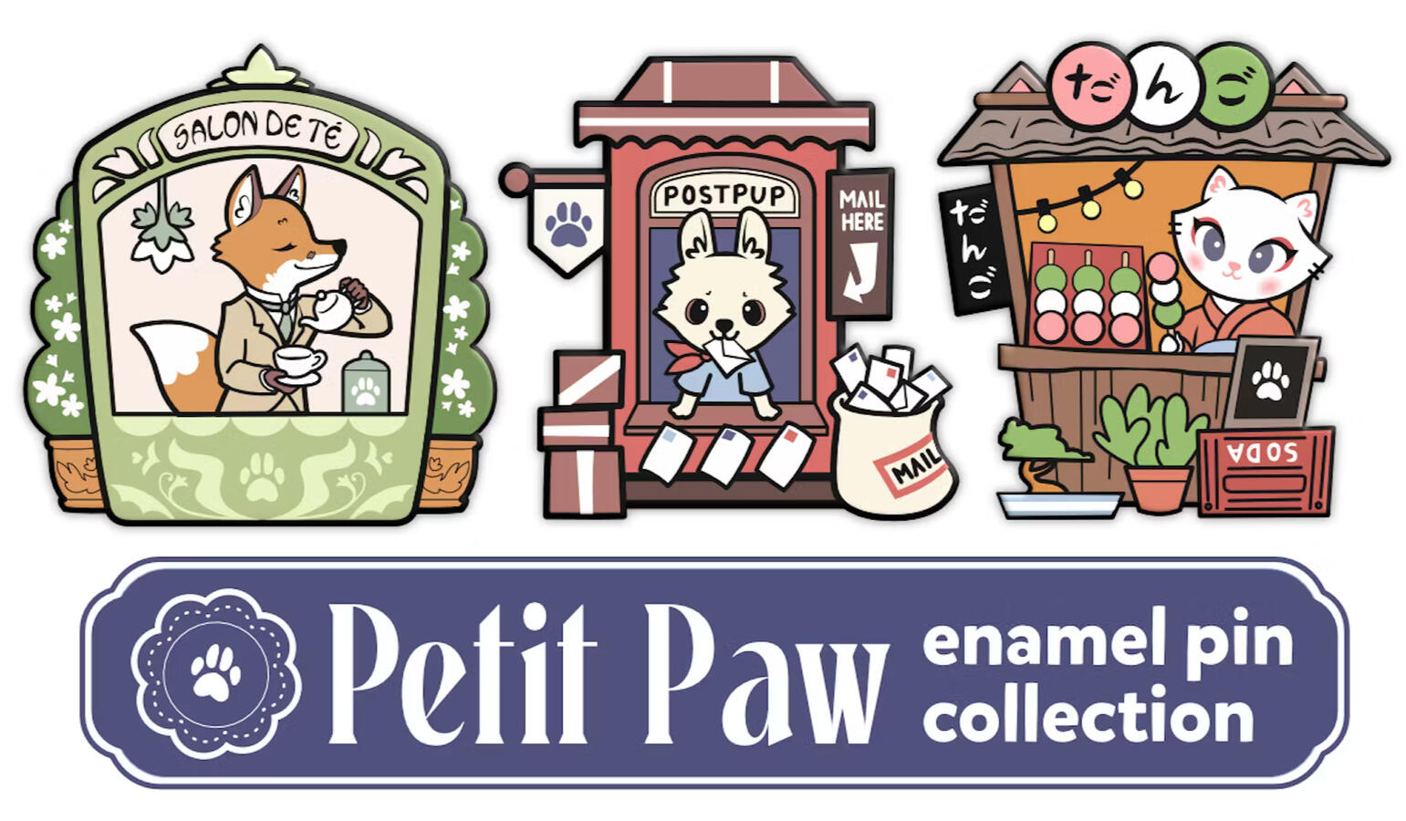Petit Paw vector pin designs. 2025.