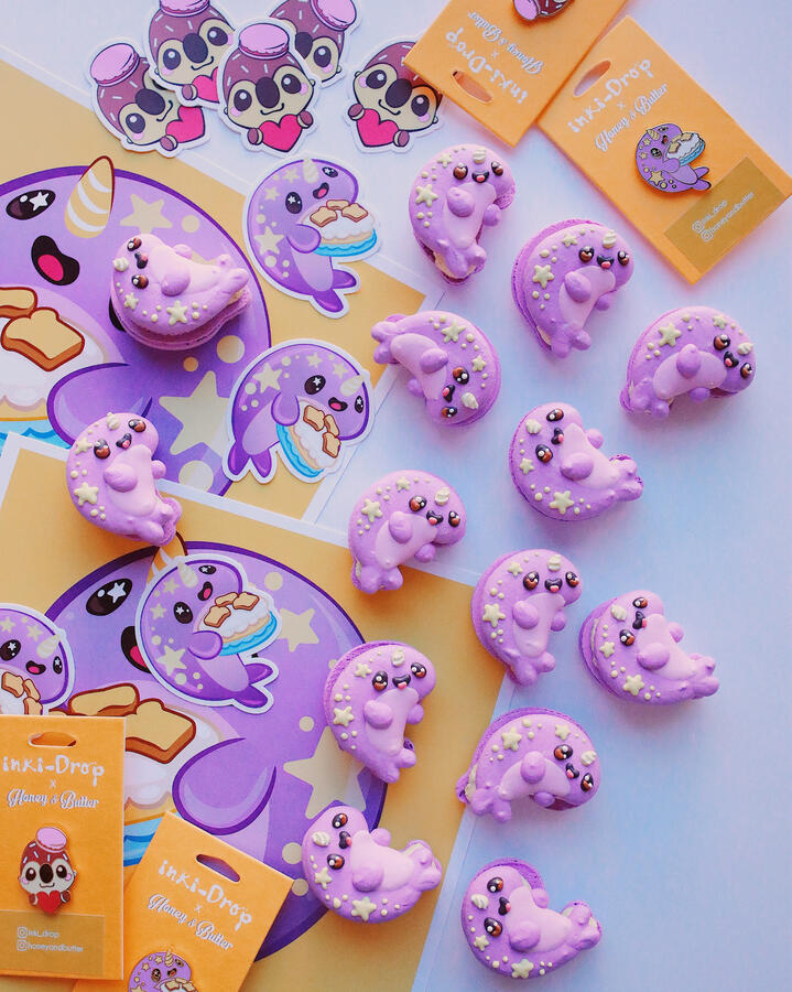 Designs created for a pop-up collaboration with Honey & Butter. Designs were used as the basis for seasonal French macarons, merchandise and promotional flyers/window clings.